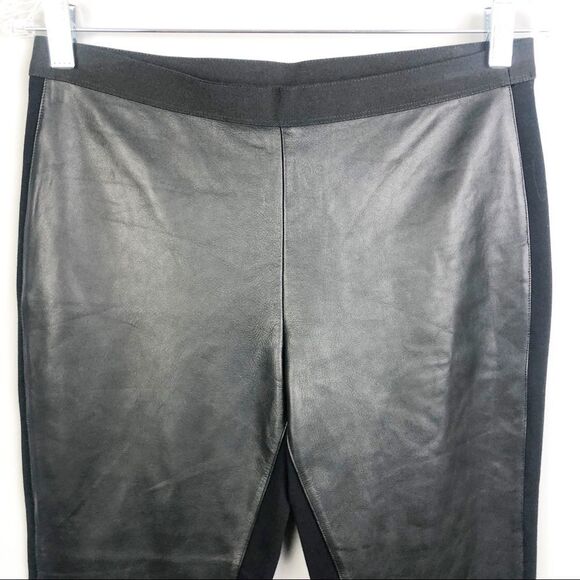 EILEEN FISHER | Genuine Leather Panel Ponte Knit Black Pants Women’s Size Small - Picture 5 of 11